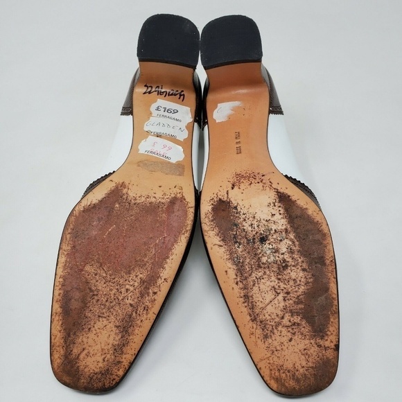 Salvatore Ferragamo Brown and White Heels - Picture 7 of 8